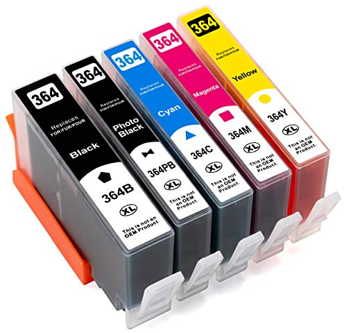 ESMOnline 5 kompatible XL Druckerpatronen (5 Farben) als Ersatz für HP 364 zu HP OfficeJet 4610, 4620; DeskJet 3520, 3070A B611; Photosmart Plus B209, B210; Photosmart Wireless B109, B110; Photosmart B010, B109, 5510, 5520, 6510, 6520, 7510, 7520