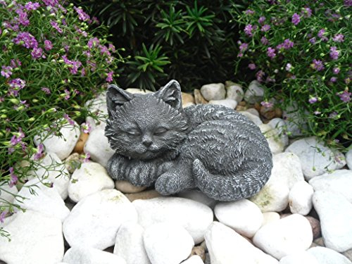 STEINFIGUREN SPICKER Steinfigur Katze mini, 156/1 Gartenfigur Steinguss Tierfigur Basaltgrau