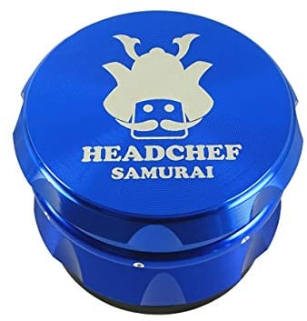 Headchef Samurai Metal Herb Grinder with Sifter Scraper – 4 Piece Grinder, 55mm (Blue)