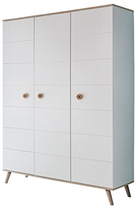 Wimex Kleiderschrank/ Drehtürenschrank Billund, (B/H/T) 125 x 202 x 55 cm, Weiß/ Absetzung Eiche Sägerau