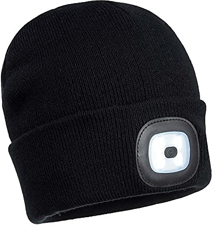 Portwest BEANIE MIT USB WIEDERAUFLADBAREN LED LEUCHTEN, Größe: Einheitsgröße, Farbe: Schwarz, B029BKR