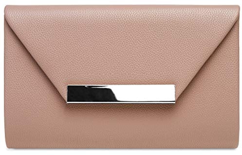 Caspar TA419 Damen XL Clutch Tasche Abendtasche, Farbe:altrosa, Größe:One Size