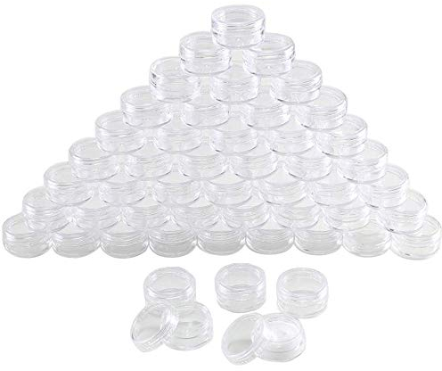 FOGAWA 50 pcs Döschen Cremedose Leer Tiegel 5 ml Leerdose Klarer Tiegel mit Schraubverschluss Kosmetikbehälter für Reise Lippenbalsam Lotion Creme Nailart Perlen Strasssteine