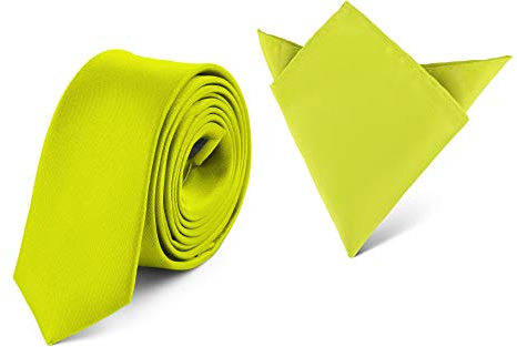 Ladeheid Set de Corbata Estrecha y Pañuelo Hombre SP/P (150cm x 5cm, 22cm x 22cm, Lima)