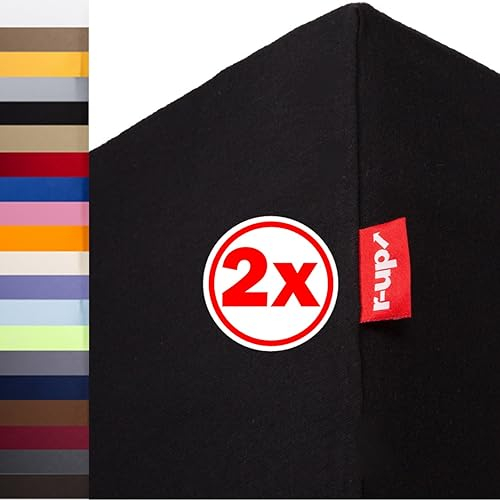 r-up Beste Spannbettlaken Doppelpack 200x220-220x240 bis 35cm Höhe viele Farben 95% Baumwolle / 5% Elastan 230g/m² Oeko-TEX stressfrei auch für hohe Matratzen (schwarz)