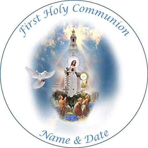 7.5 inch circle round first holy communion cake topper printed edible icing personalised