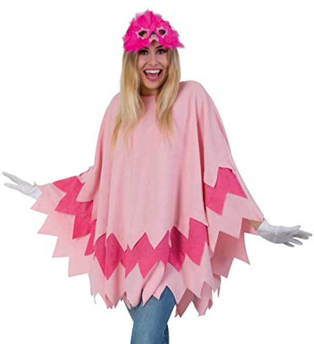 KarnevalsTeufel Erwachsenenkostüm Poncho Flamingo in pink Paradiesvogel Überwurf in Einheitsgröße