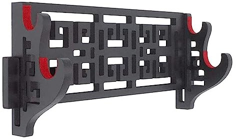 KUUOPLA Sword Display roter Samt schützen Wandhalterung Katana Display Ständer schwarz lackiertes Holz aushöhlen Muster Schwerthalter (2 Tier)