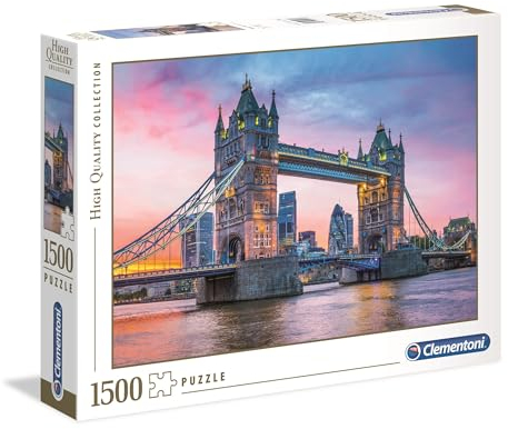 Clementoni 31816 Tower Bridge London – Puzzle 1500 Teile ab 9 Jahren, buntes Erwachsenenpuzzle mit kräftigen Farben, Geschicklichkeitsspiel für die ganze Familie, schöne Geschenkidee