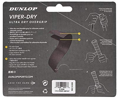 Dunlop Unisex Viperdry Overgrip Griffband, Weiß, 3 Stück