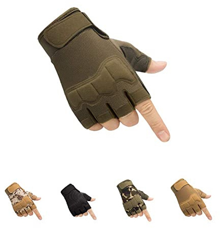 HYCOPROT Taktische Halbfinger Handschuhe Outdoor-Militär Motorrad Einsatzhandschuhe Leichte Atmungsaktive Sporthandschuhe für Fahrrad Airsoft Paintball Wandern Felsklettern (Grün, Medium)