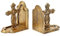 Brogan Dekorative Buchstützen aus Gusseisen, Kreuz, 1 Paar, Antik-Gold-Finish