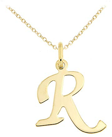 Lucchetta Schmuck, Goldkette Damen 375 Echtgold, für Damen Kette mit Anhänger Buchstabe Initialen Namen A B C D E F G H I J K L M N O P Q R S T U V Y X Z aus 9 Karat Gelbgold – 45