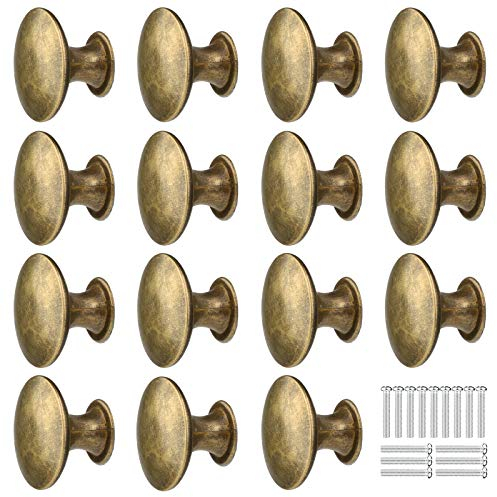 15 Perillas de Bronce Vintage, Tiradores de Muebles Redondos de 30 mm, Pomos de Cobre Antiguo, Mango de Armario con Tornillos para Gabinete, Cajones, Cocina, Baño
