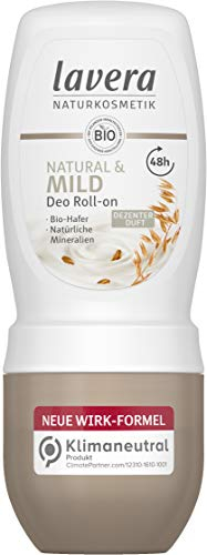 Lavera Deo Roll-on NATURAL & MILD 48 h - vegan - Naturkosmetik - Bio-Hafer & Natürliche Mineralien - ohne Aluminium - Zuverlässiger Schutz und ein dezenter Duft - 48 Stunden Deo Schutz - 50 ml
