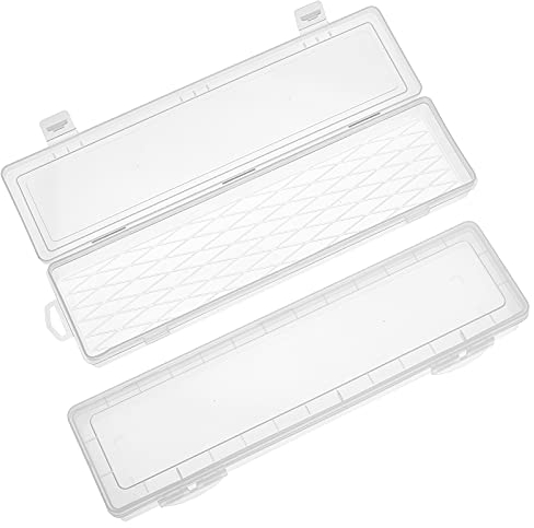 PH PandaHall 2 Styles Plastic Paint Brush Holder Paint Brushes Storage Box with Buckle Long Watercolor Pen Container Drawing Tools Container Case for Back to School Pen Pencil Storage 34x9.5x3.7cm