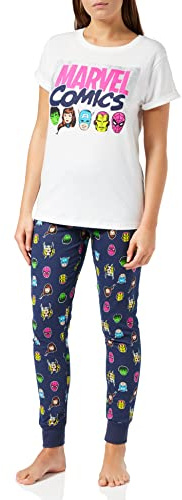 Marvel Womens Pyjamas Pjs, Sizes UK 8 to 22, Official Gifts Loungewear For Women (20-22) White
