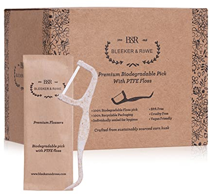 Bleeker and Rowe Biologisch abbaubare Floss Picks (PTFE-Zahnseide)