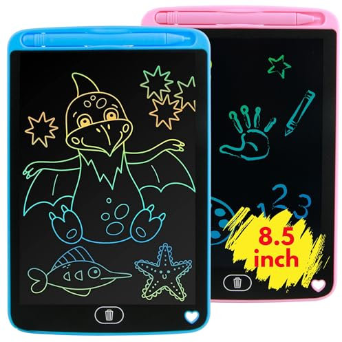 LCD Drawing Tablet Kids 2 Pack - Colourful 8.5 inch Erasable Screen LCD Writing Tablet for Kids 3-12 Years Olds