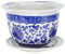 GANAZONO Outdoor Planters - Blue and White Porcelain, Ceramic Flower Pots with Saucer Tray for Large Plants