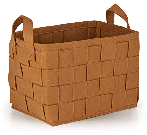 N8WERK Filz-Aufbewahrungskorb mit Griff 35x25x25cm | Ideal zur Aufbewahrung von Kaminholz & Zeitschriften | Strapazierfähig & vielseitig | Faltbarer Aufbewahrungskorb zur Lagerung [Rostbraun]