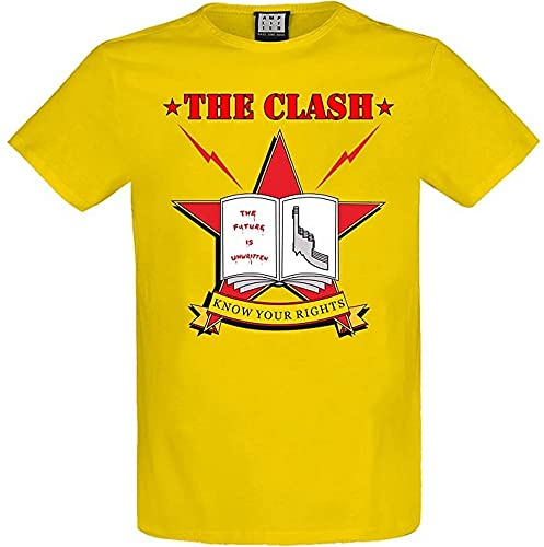 Amplified Mens Know Your Rights The Clash T-Shirt XXL Yellow Raven/Black