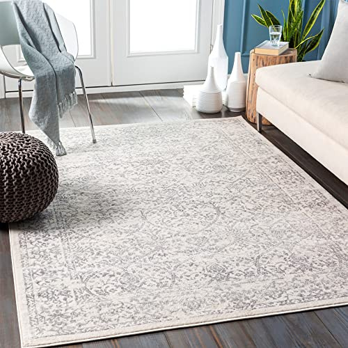 Livabliss Margaux Vintage Rug, Living Room, Boho – 140x200 cm, Ivory & Grey