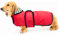 Geyecete Hunde Regenmantel,Einstellbar Wasserdicht Hundejacke für Dackel,Regenmantel mit reflektierenden Trägern,Regenjacken mit Gürtel mit Klettverschluss für Miniaturdackel-Rot-XS