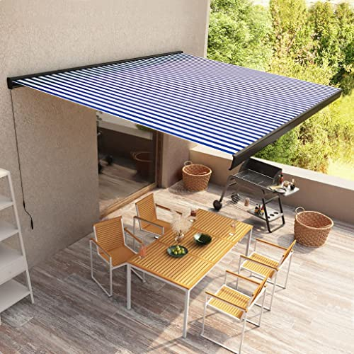 Toldo Cassette Manual 450x300 cm Azul y Blanco, Color del artículo: Azul y Blanco