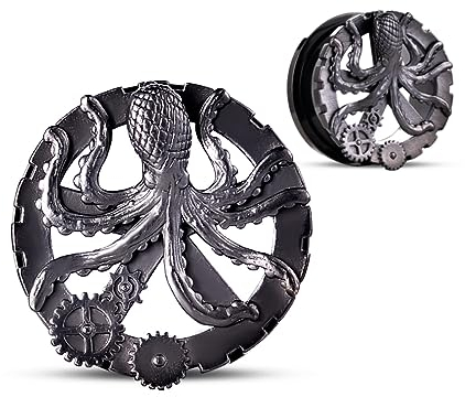 ERKUOO 2PCS Oktopusse Ohrmesser Piercing Schraube Passform Tunnel Ohrstöpsel Expander Kleiderbügel Ohrringe Schmuck 16mm