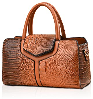 NICOLE & DORIS Handtasche Damen Krokodil Henkeltasche Elegant Schultertaschen PU Leder Umhängetasche Crossbody Bag Frauen Satchel Handtasche Clutch Tasche Braun