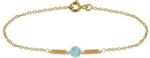 LES POULETTES BIJOUX - Vergoldet Armband Zwei Rohren und Larimar Perle