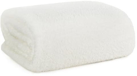 Design91 Flano Decke Lori Warme Wohndecke Sesseldecke Tagesdecke Weiche Sofadecke Überwurf Kuschelige Couchdecke (Weiß, 70X160 cm)