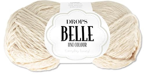 Frida's Wollhaus Drops 50 g Belle Baumwolle Wolle Viscose Leinen Babygarn Sommergarn Stricken Häkeln 20 Farben (02 | Natur)
