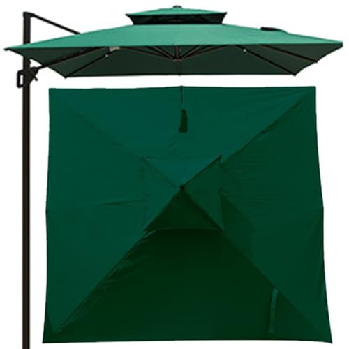 ILOOXI Auvent De Remplacement pour Parasol De Terrasse, 2.7m/3.0m Rectangulaire Housse De Rechange Imperméable, Toile De Rechange 6 Baleines 8 Baleines(Color:Dark Green)