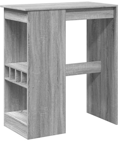 vidaXL Mesa Alta con estantes Madera Gris Sonoma 90x47,5x103,5 cm, Mesa Alta de Bar, Mesa de Bar de Cocina, Mesa Alta, Mesa de Pub, Mesa Alta