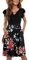 PLOKNRD Femme Robes D'été Col en V Décontractée à Manches Volantées Robe pour Femme Chic et élégante avec Poches(Noir Rose Noir,S)