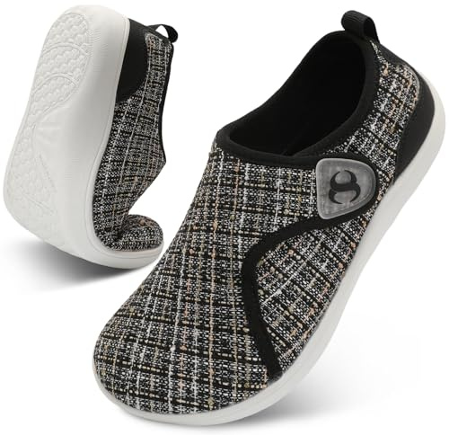 Scurtain Womens Casual Walking Shoes Non Slip Minimalist Wide Width Fashion Sneakers Silver Glitter Sequin Shoe Wedding Party Bride Flat Shoes Size 8.5