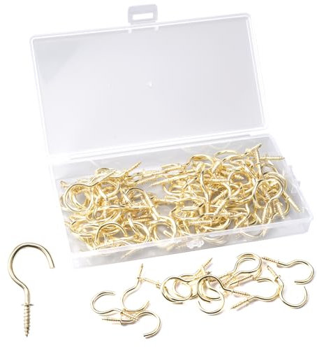 100 Piezas Ganchos de Tornillo 1 Pulgadas Ganchos Atornillables, Ganchos de Metal, Ganchos de Rosca, Ganchos de Techo, Gancho de Tornillo Abierto para Plantas Colgantes Decoraciones Artísticas