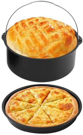 2Pcs Air Fryer Cake Tin,Non Stick Fryer Cake Mold,Steel Pizza Pan Easy to Clean,Baking Cake Barrel for Household Baking Molds,Kitchen Air Fryer Accessories 