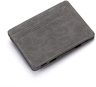 RisePlus Wallet Magic Slim ，Brieftasche Magische ，Geldbörse Herren Klein mit Münzfach, Mini Portemonnaie RFID,Schutz Kartenetui Leder，Kleiner Geldbeutel für Männer Damen (Grau)