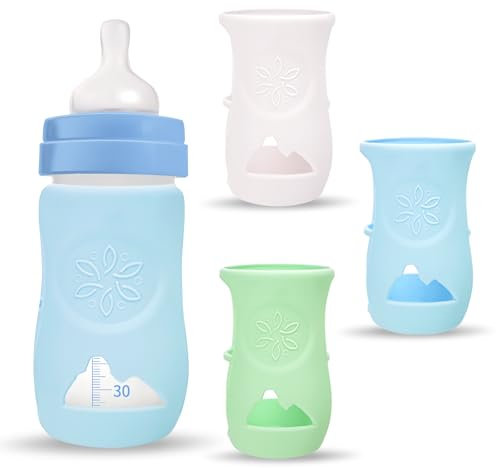 3er-Pack Silikonhüllen für Avent Flaschen 0-6 Monate 240 ml, Bruchsichere Schutzhülle für Avent Glasflaschen, Lebensmittelechte Silikonabdeckung Kompatibel mit 8 oz Babyflaschen, BPA-Free