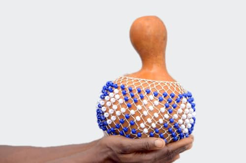 Small Shekere - African Musical Instrument, Beaded Maracas, Percussion Shaker from Nigeria