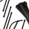 Evoges 7.6x300mm Black Reusable Releasable Cable Ties, 100% Nylon 66, 22kg Tensile Strength (Pack 50)