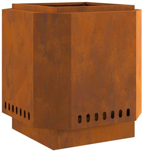 vidaXL Rauchfreie Feuerstelle Braun 48 x 48 x 51 cm Stahl, Moderner Feuerplatz, Robustes Heizgerät für draußen, sauberes Brennen im Garten und auf der Terrasse