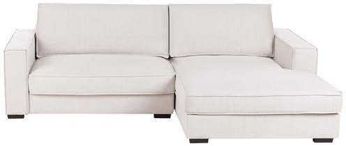Modern Left Hand Fabric Corner Sofa Polyester Upholstered Back with Cushions Light Beige Renders