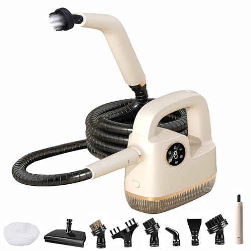 Handheld Steam Cleaner for Home, 1500W Portable High Pressure Steamer | with Digital Display, 1m Hose, 300ML Tank for Kitchen Bathroom Cleaning Floor, Windows, Couch, Rapid Heat-Up