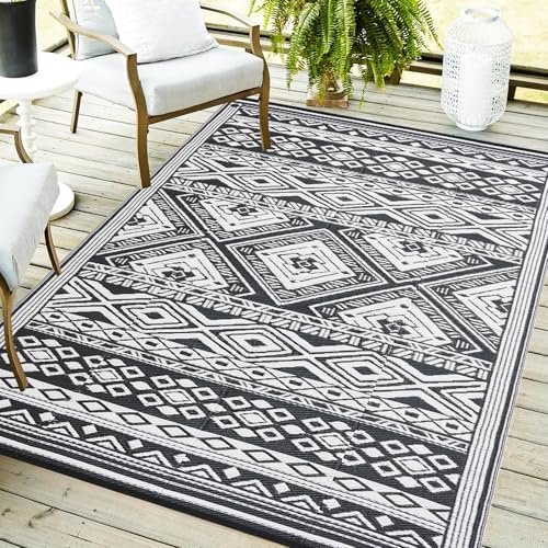 YONILE Reversible Waterproof Outdoor Rug 150x243cm, Outdoor Plastic Straw Rug for Patios Clearance, Outdoor Area Rug Carpet RV Mat for Camping Backyard Deck Porch