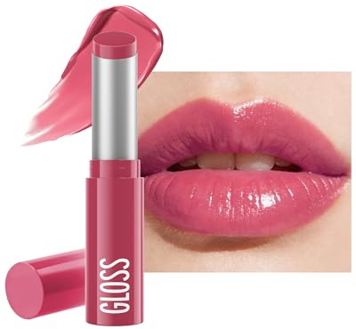 Rose Pâle Rouge a Levre Hydratant Teinté, Glossy Baume a Levre pour Lèvres | Highly Pigmented Gloss Repulpant Levres, Douces et Pulpeuses, Longue Durée Légère & Confortable, Maquillage Lèvres Végan