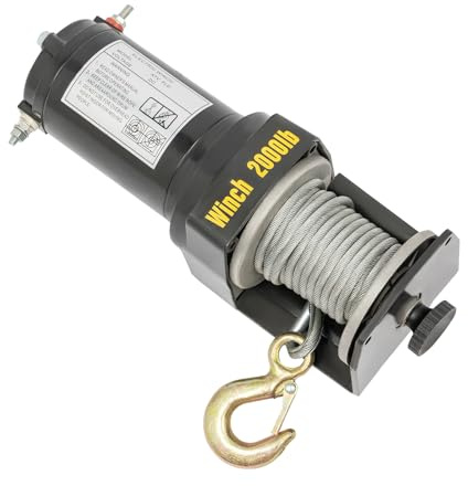 Paranco elettrico 12V, ponteggi a verricello aereo, Gru e-Hoist, con Wired Remote Controller, Protezione Grado IP67, per Garage Magazzino Impianto di Sollevamento Impianto agricolo (Nero 900KG)